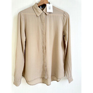En Thread Women's 100% Silk Long Sleeve Shirt In Thrush Beige Size XS NWT